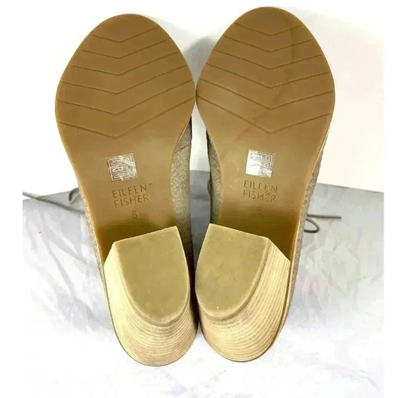 Eileen Fisher Beige Lace Up Peep Open Toe Bootie Women Sz 8 - Picture 6 of 8